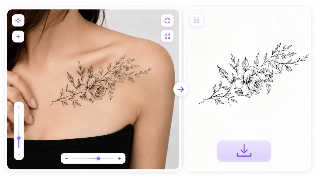 Tat Ink Simulateur de tatouage virtuel gratuit – partage de l'aperçu HD et export du pochoir