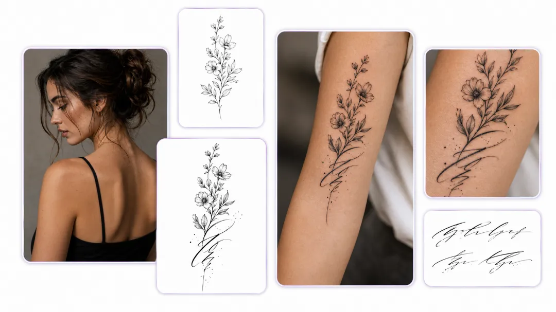 Tat Ink Free AI Image to Tattoo Generator – memorial tattoo with name and date lettering