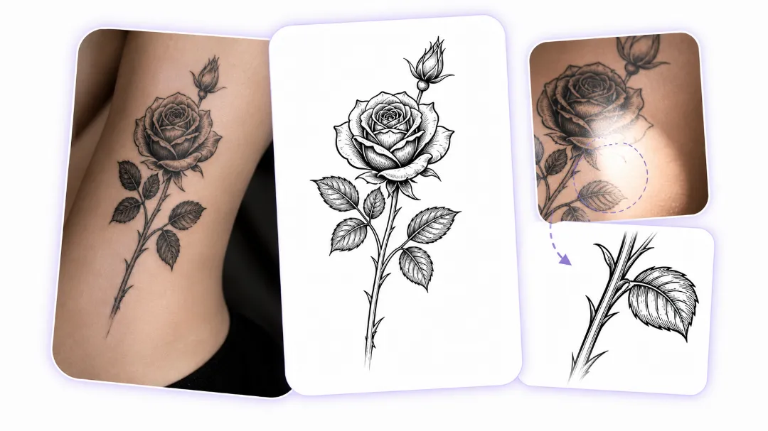 Tattoo stencil generator flattening curved skin into an unwarped stencil