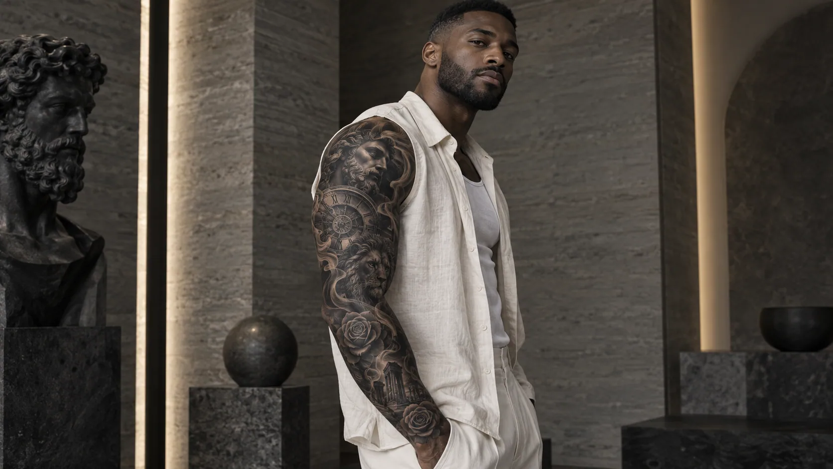 Black and Grey Sleeve Tattoo Designs